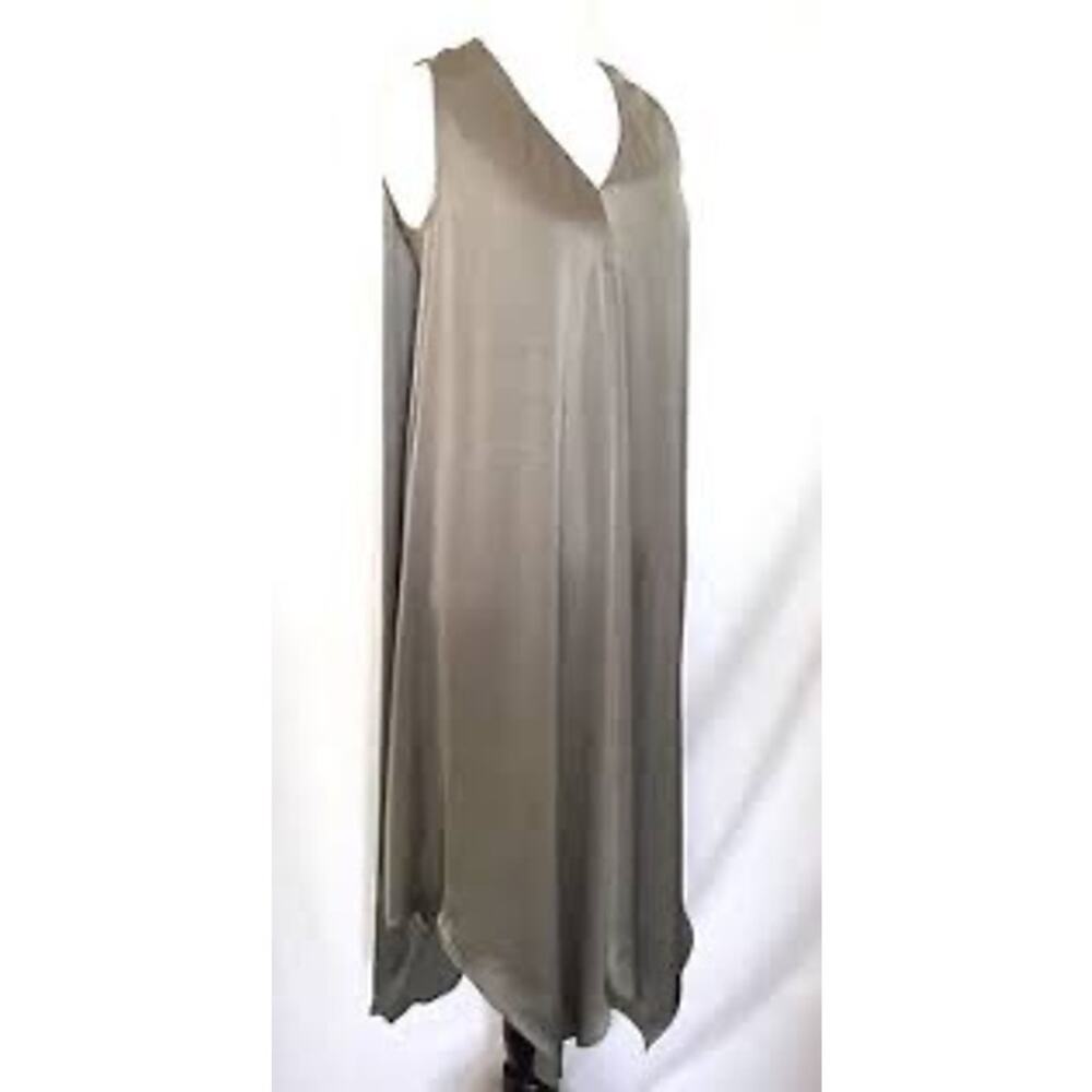 AllSaints Haze Dress Gray Satin Midi Asymmetrical Hem Japanese Cloth US 4 - Picture 3 of 12